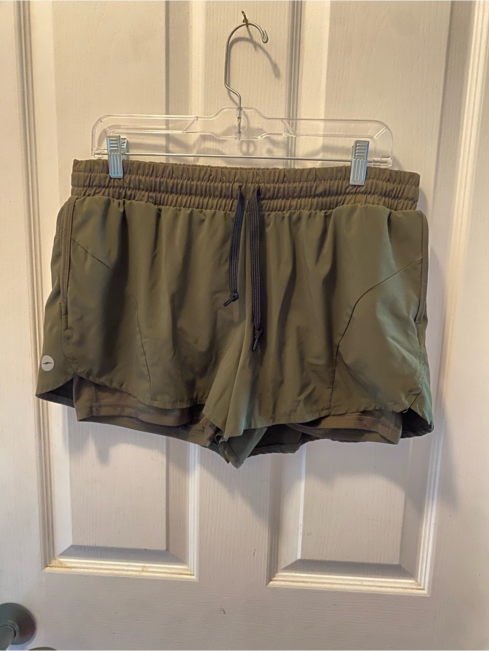 Women’s Olive Athletic Shorts with Drawstring Waist